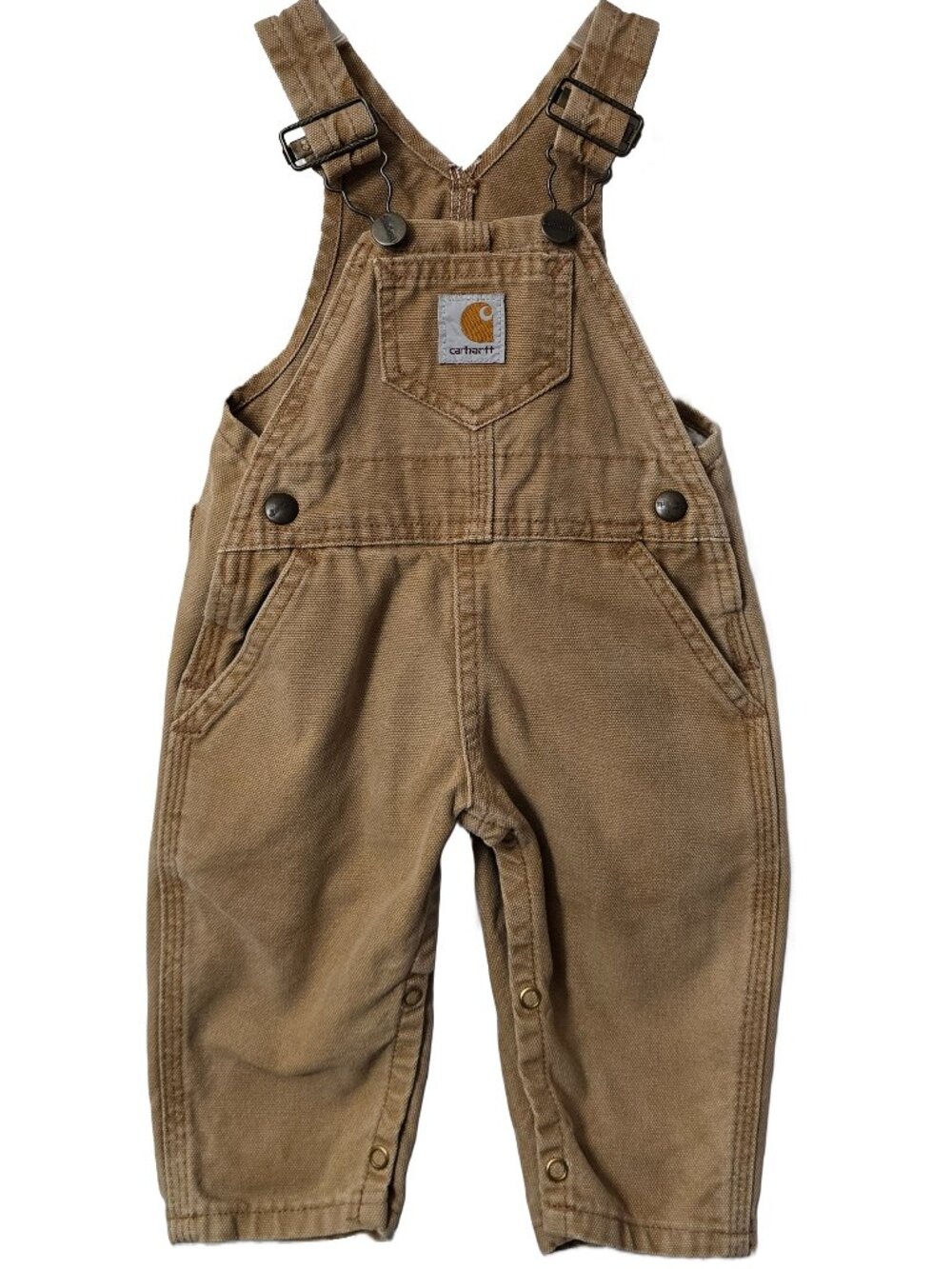 Carhartt Brown Duck Overall Baby 6 month Denim Logo Just Like Daddy Farm Country